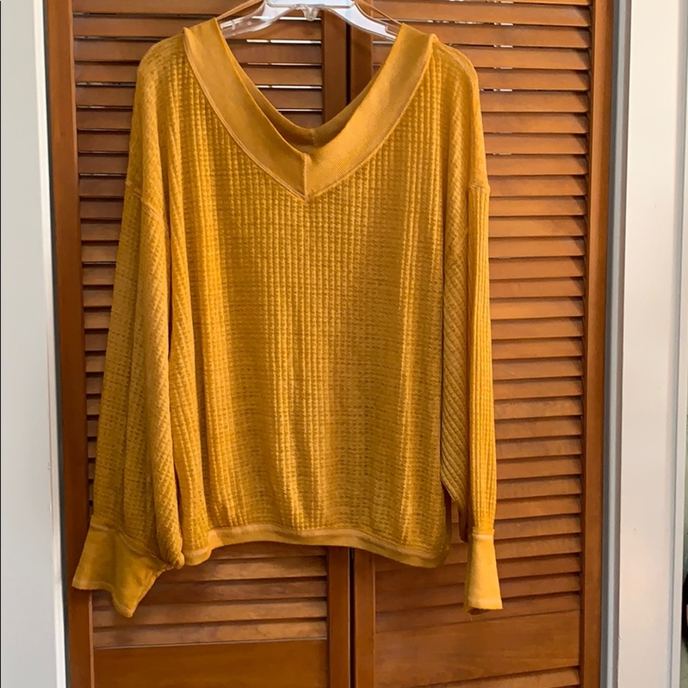 Mustard V-Neck Women's Sweater